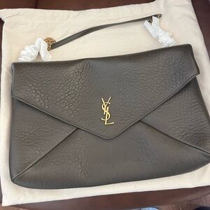 Yves Saint Laurent Cassandre large envelop pouch on chain Lambskin Shoulder Bag
